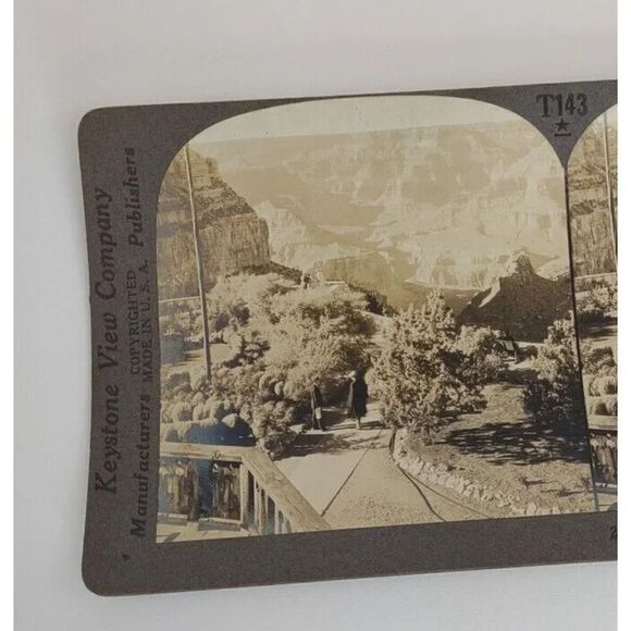 Antique 1920s Vista Of The Grand Canyon, Rim Trail, Arizona Stereoview Card - Picture 7 of 8